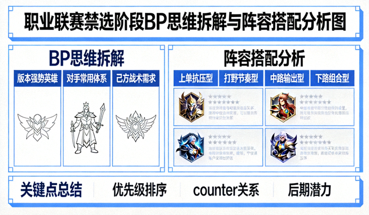 职业联赛禁选阶段 BP 思维拆解与阵容搭配分析图